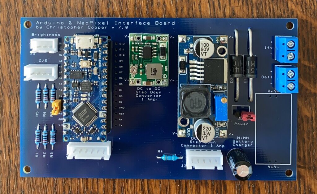 Arduino Nano Every on circuit board with terminal connectors